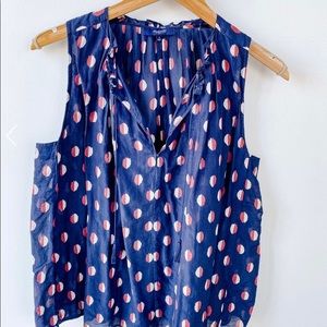 Madewell Navy Polka Dot Top / S